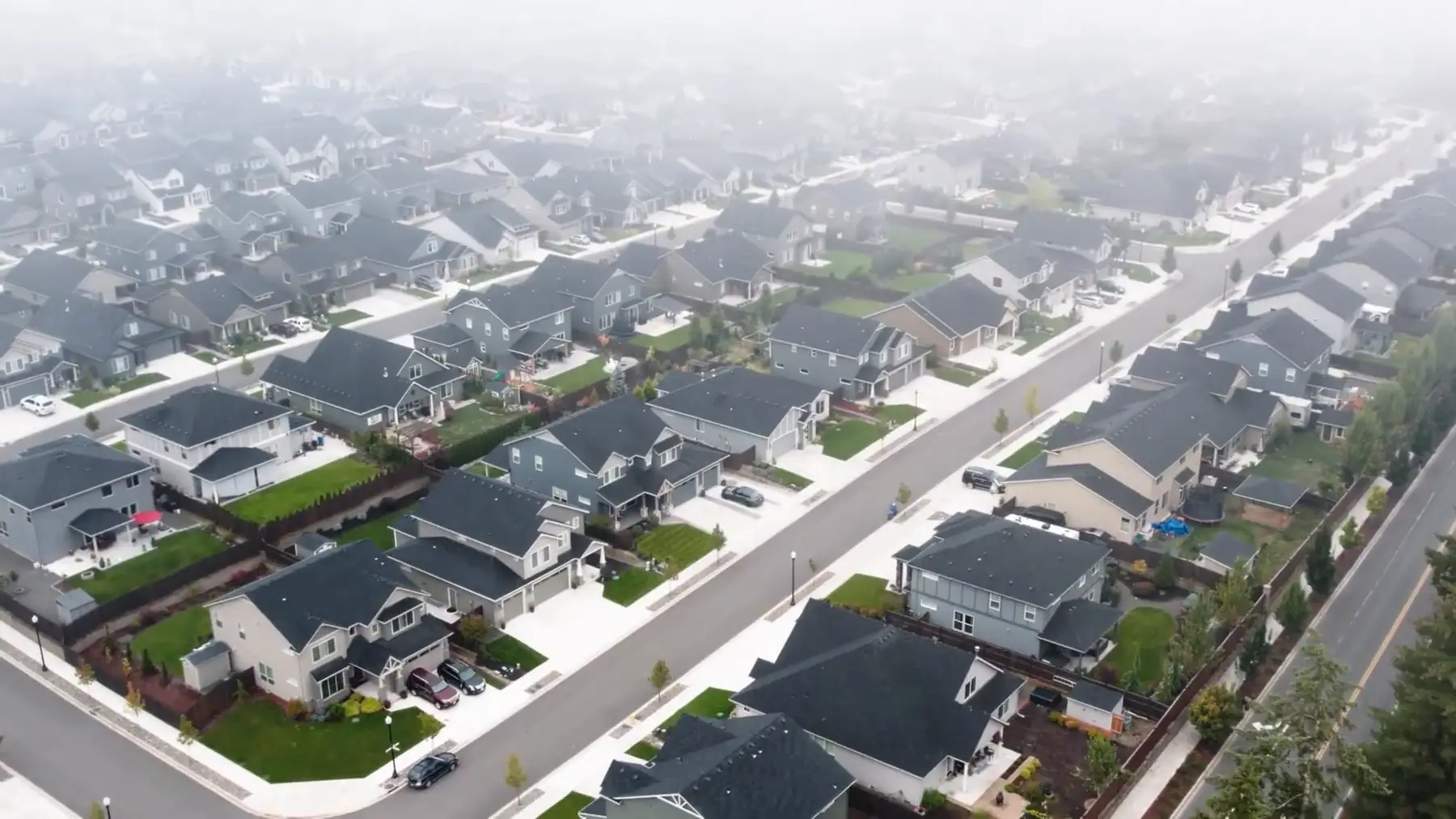 Aerial view of a finished residential subdivision